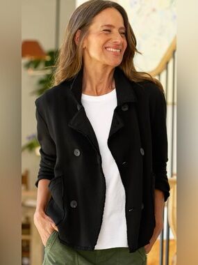 Frank & Eileen “Mini Belfast” Cropped Sweatshirt Peacoat